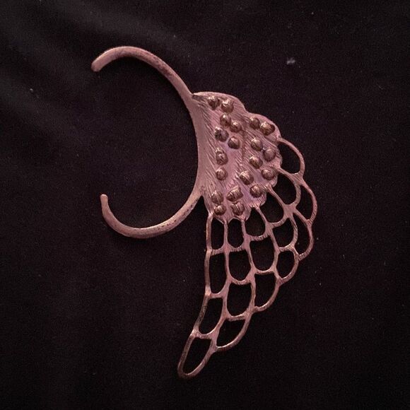 Goldtone Angel Wing Ear Cuff Earring – Fashion Jewelry, Unisex Accessory - Picture 2 of 5